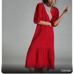 SMALL Red SCARLETTA Midi 
Pit to pit 20”
Waist 21.5”
Length 50" from shoulder